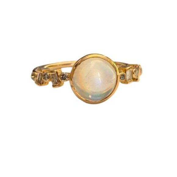 Moonstone with Diamond 14K Gold Ring Unworn - Picture 4 of 6